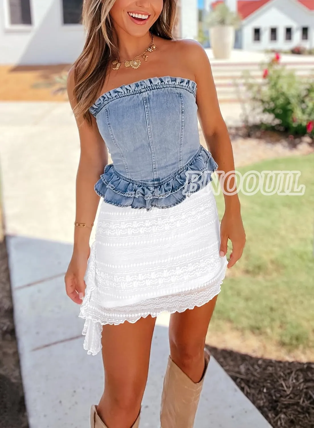 Women's Lace Mini Skirt High Waist Flowy Sexy Layered Skirts Summer Fashion Asymmetrical Skirt for Dressy Casual