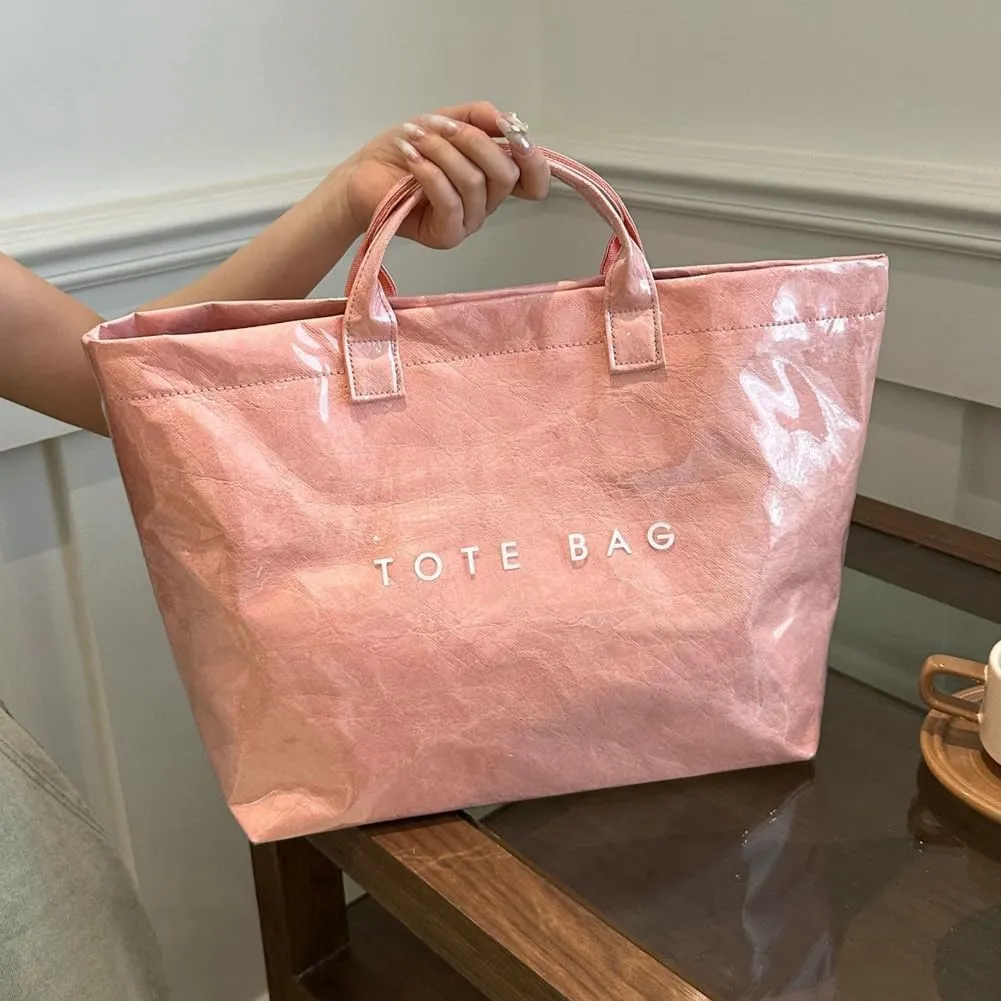 Women's Large PVC Tote Bag Clear Plastic Handbags Top Handle Handbag, Clear Bag for Women Large Carry All Tote Bag
