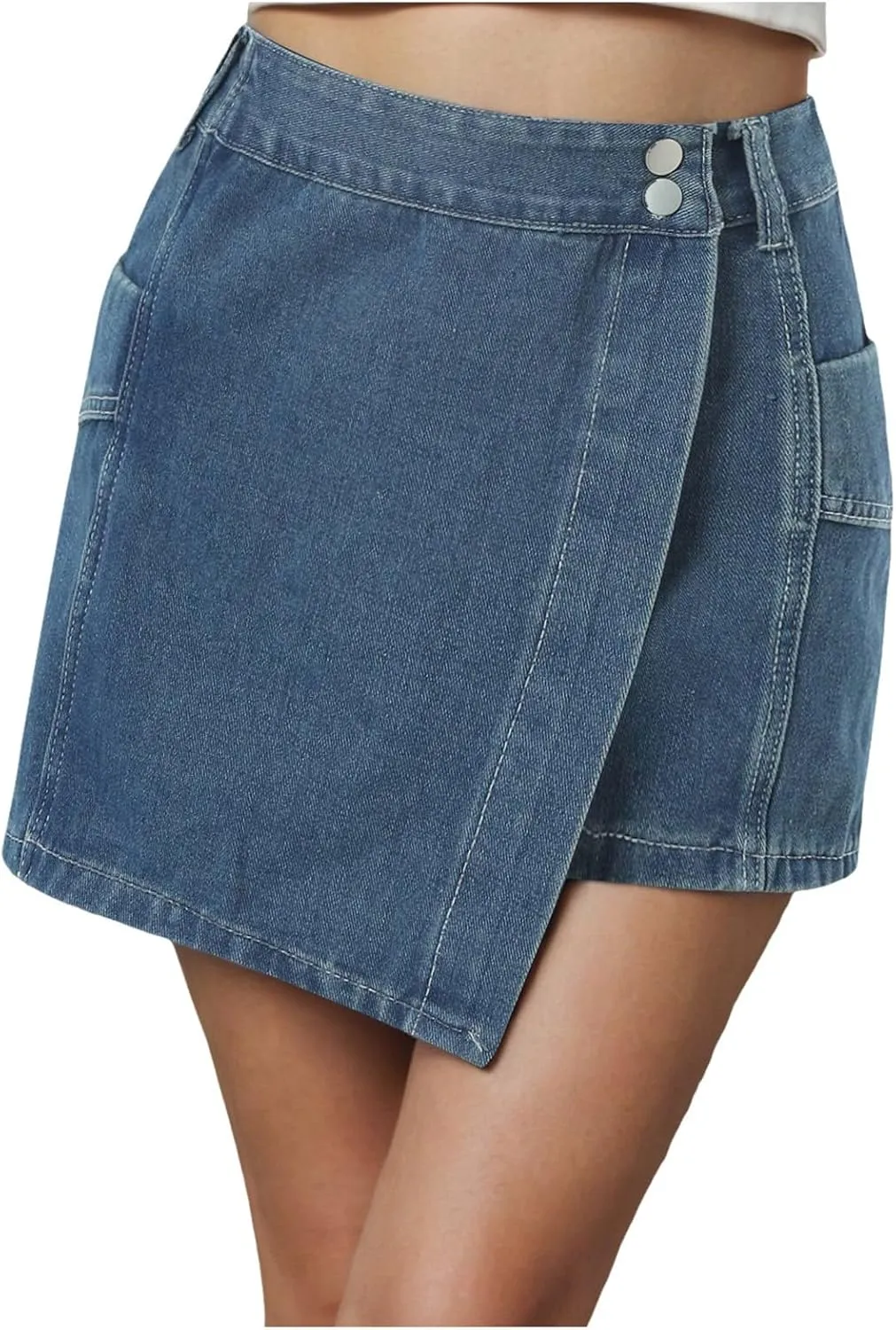 Womens Mini Denim Skirt-Casual Stretch Slim Fit High Waisted Y2k Cute Jean Skirts