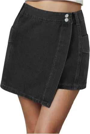 Womens Mini Denim Skirt-Casual Stretch Slim Fit High Waisted Y2k Cute Jean Skirts
