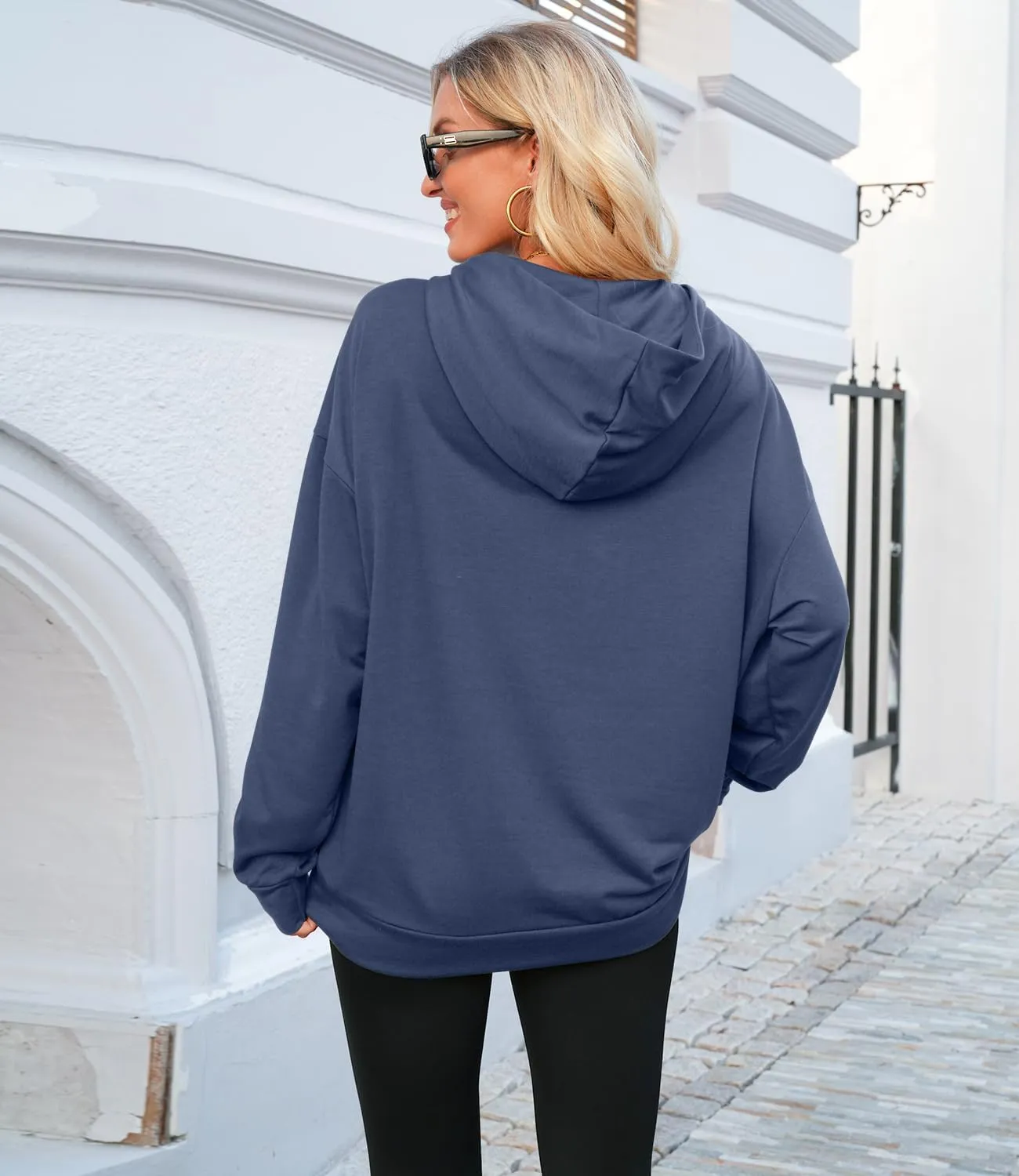 Womens Oversized Hoodies Long Sleeve Sweatshirts Drop Shoulder Pullover Shirts Top Fall Outfits with Pocket