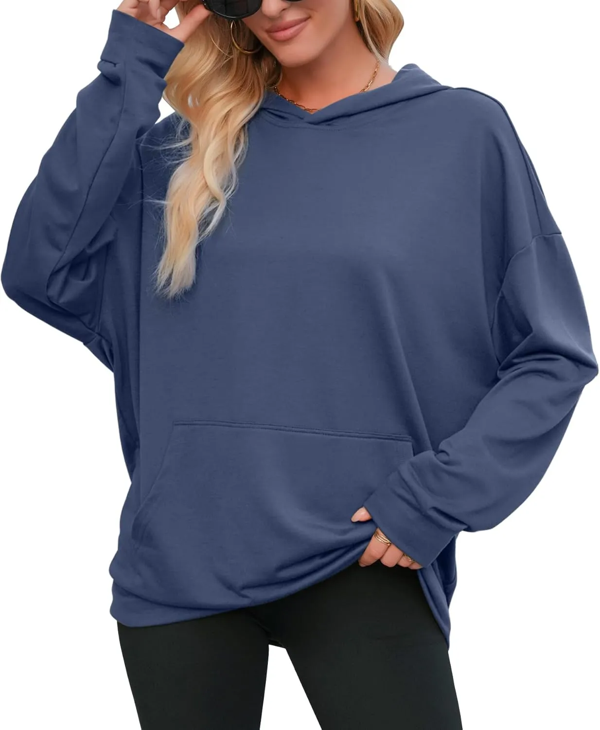 Womens Oversized Hoodies Long Sleeve Sweatshirts Drop Shoulder Pullover Shirts Top Fall Outfits with Pocket
