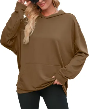 Womens Oversized Hoodies Long Sleeve Sweatshirts Drop Shoulder Pullover Shirts Top Fall Outfits with Pocket