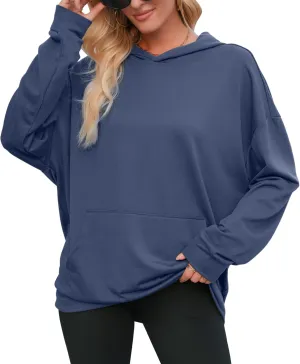 Womens Oversized Hoodies Long Sleeve Sweatshirts Drop Shoulder Pullover Shirts Top Fall Outfits with Pocket