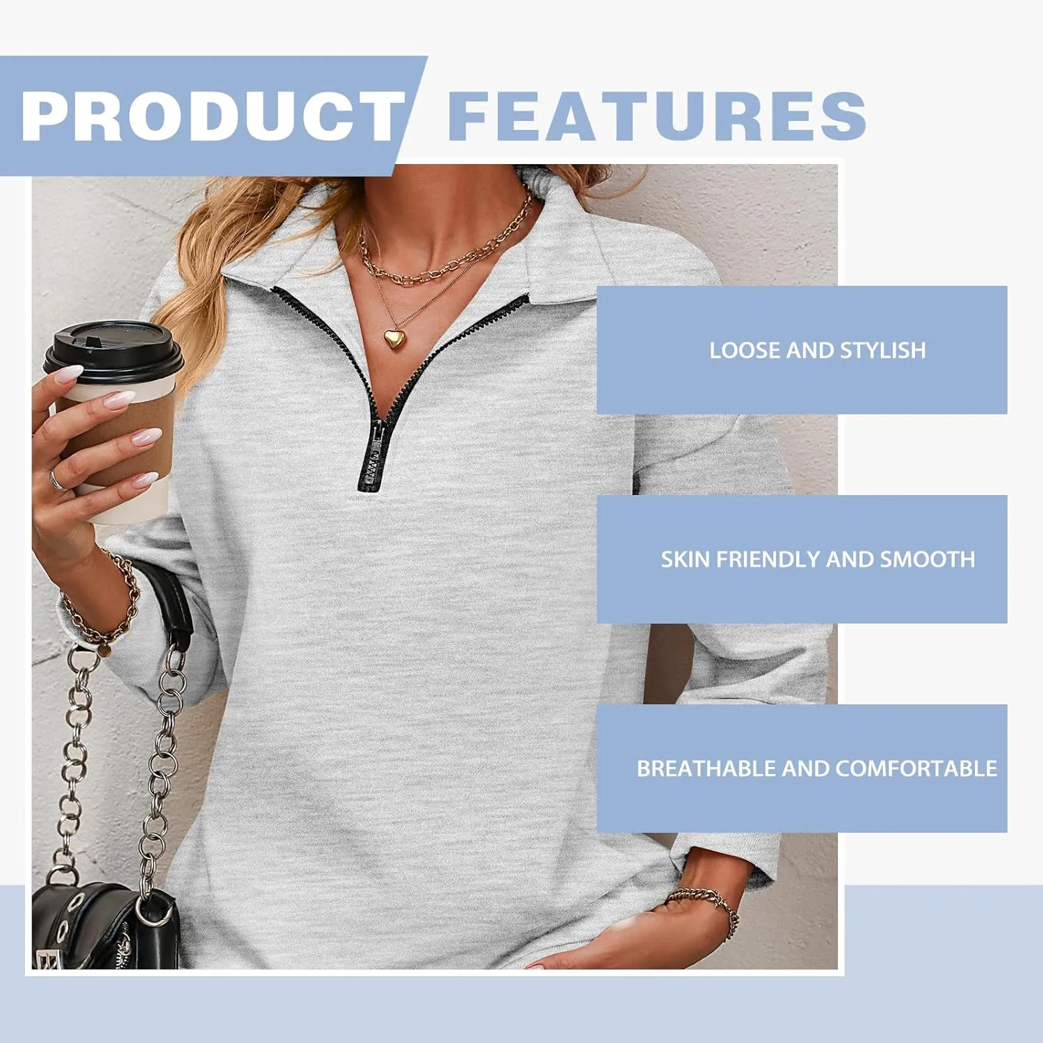 Womens Oversized Sweatshirts Hoodies Half Zip Pullover Fall Fashion Outfits Y2k Clothes