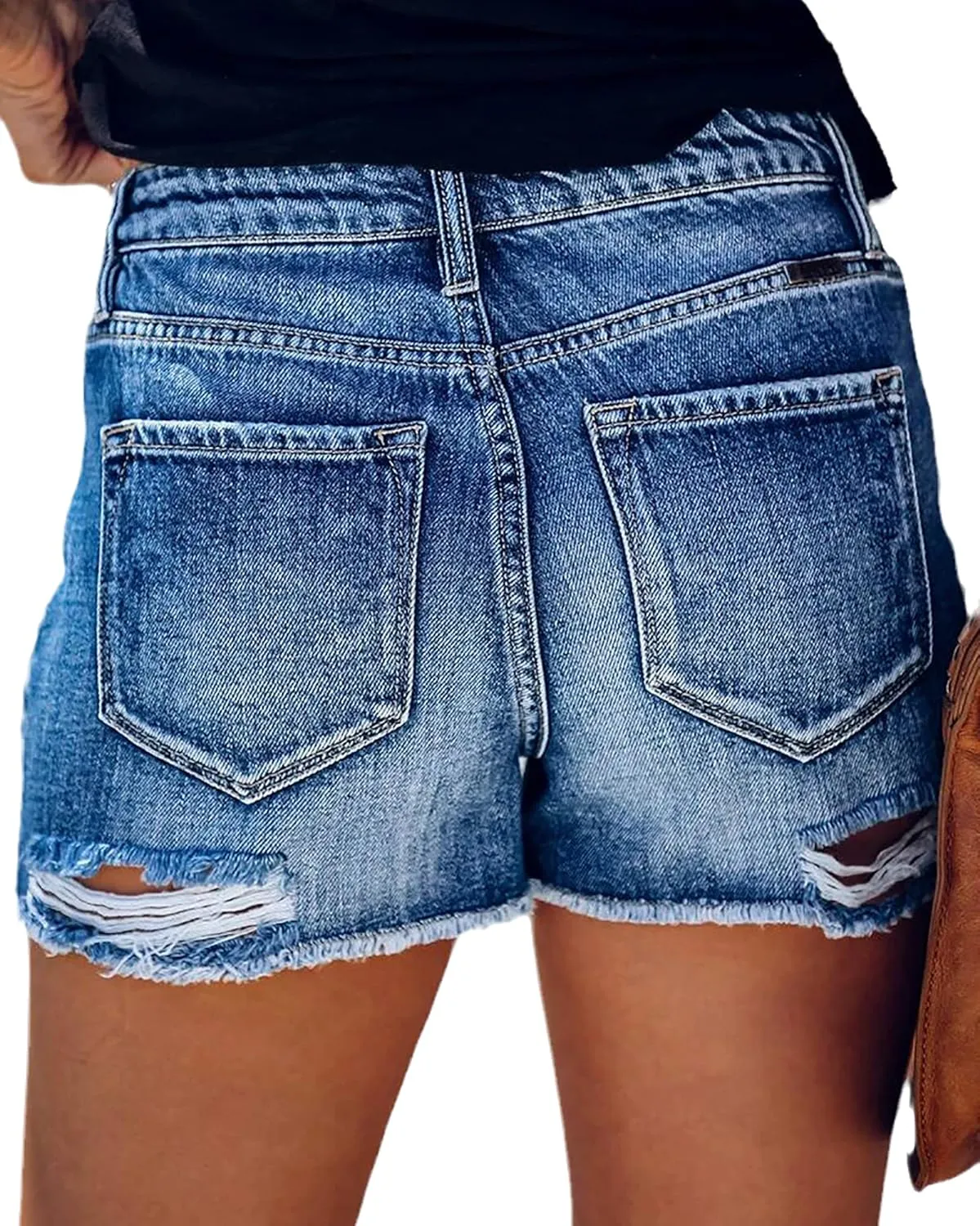 Women's Ripped American Flag Printed Denim Shorts High Waisted Frayed Raw Hem Casual Jeans Shorts