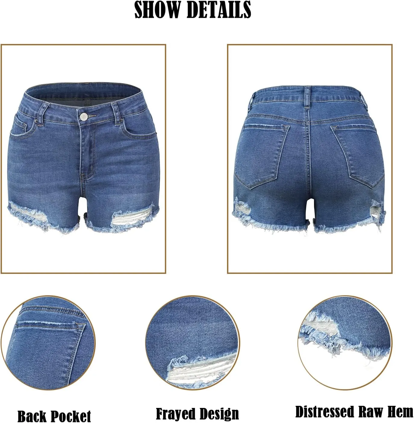 Women's Ripped American Flag Printed Denim Shorts High Waisted Frayed Raw Hem Casual Jeans Shorts