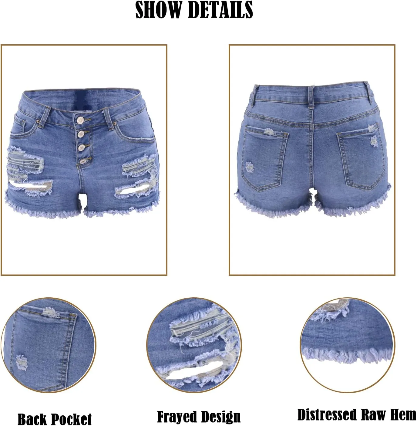 Women's Ripped American Flag Printed Denim Shorts High Waisted Frayed Raw Hem Casual Jeans Shorts
