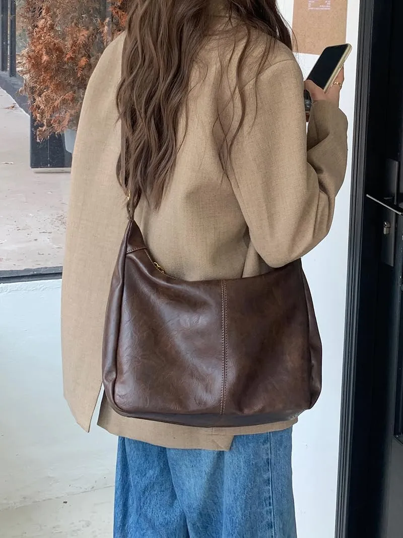 Women's Soft Leather Shoulder Bag Hobo Crossbody Casual Handbag Purse