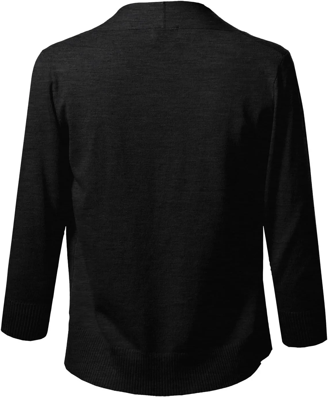 Women's Solid Soft Stretch 3/4 Sleeve Layer Short Cardigan