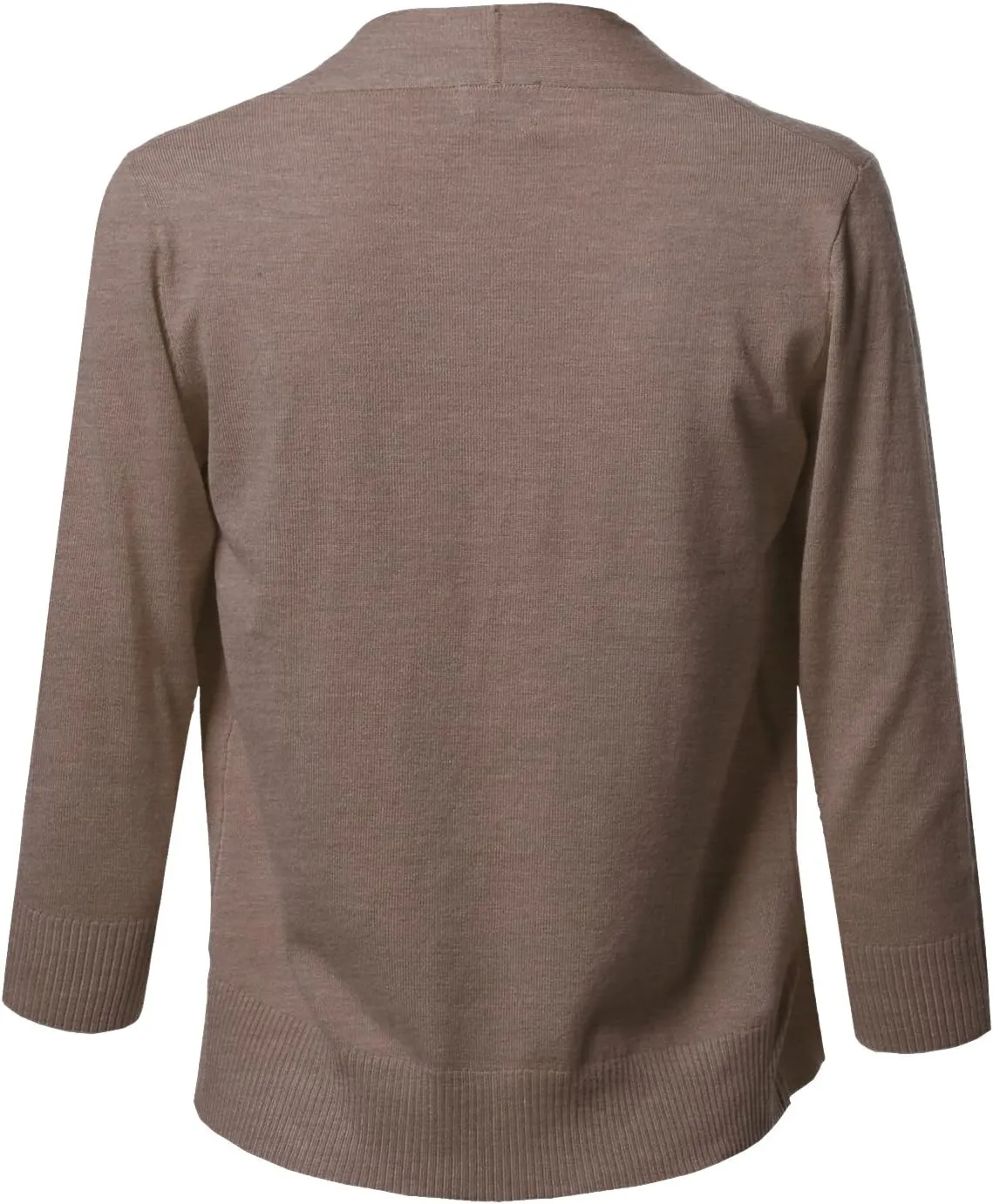 Women's Solid Soft Stretch 3/4 Sleeve Layer Short Cardigan
