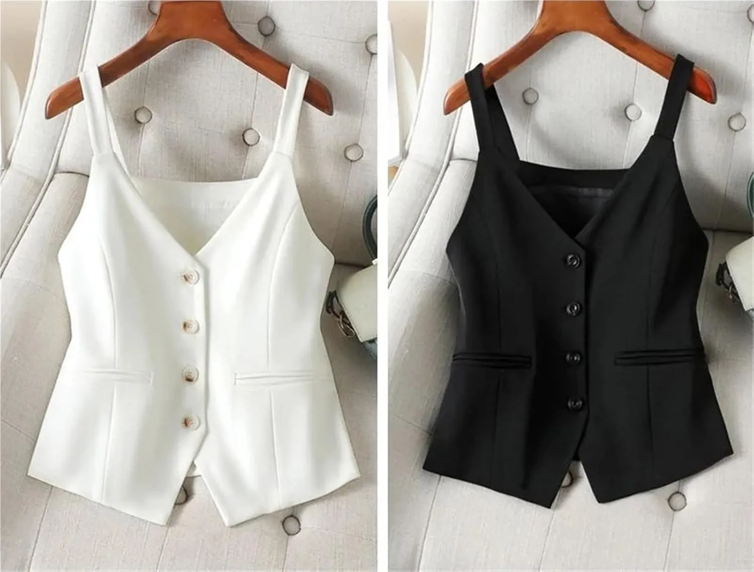 Women's Suit Vest Slim Hundred Sleeveless Camisole Short Vest Jacket