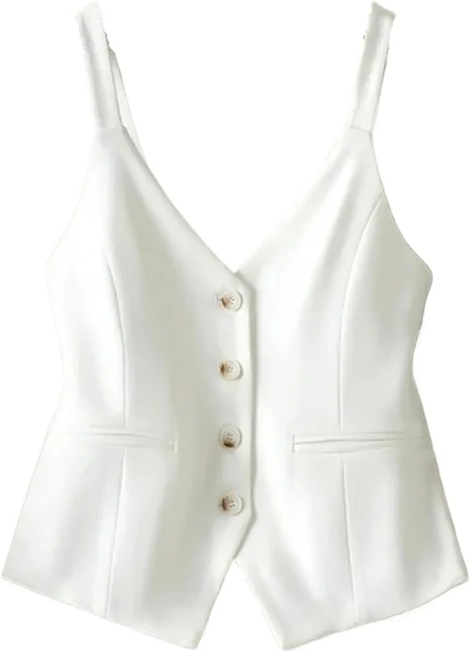 Women's Suit Vest Slim Hundred Sleeveless Camisole Short Vest Jacket