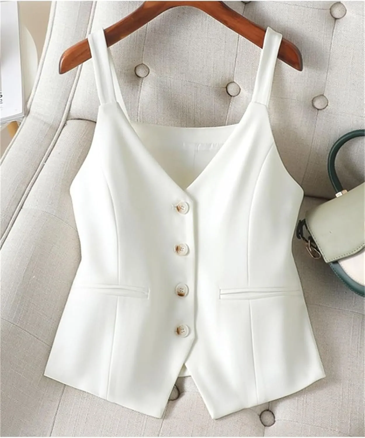Women's Suit Vest Slim Hundred Sleeveless Camisole Short Vest Jacket