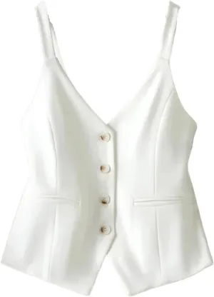 Women's Suit Vest Slim Hundred Sleeveless Camisole Short Vest Jacket