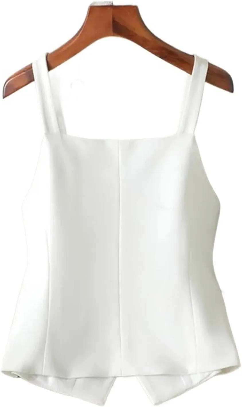Women's Suit Vest Slim Hundred Sleeveless Camisole Short Vest Jacket