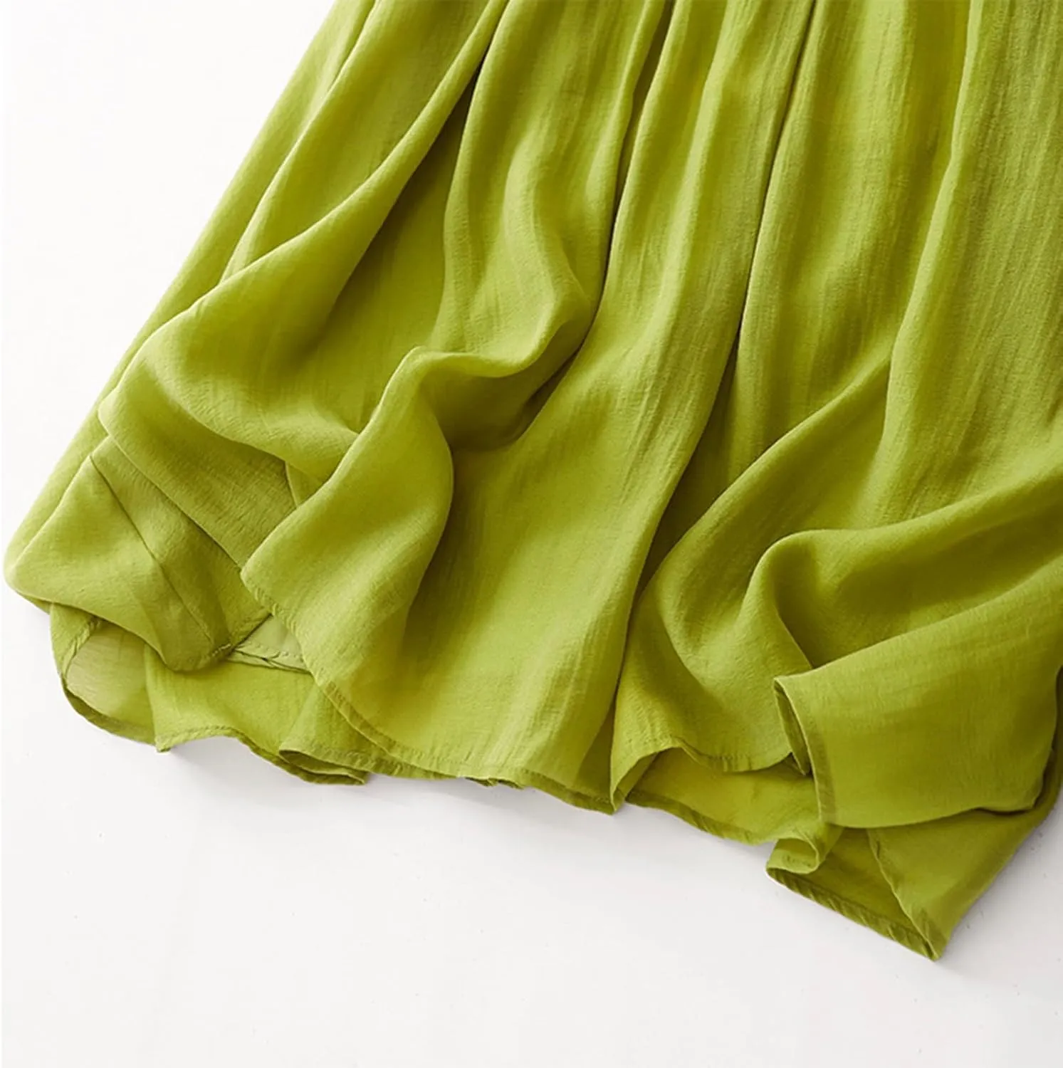 Women's Summer Cotton Linen Casual Midi Skirt, Solid Color Pleated Comfy Breathable Trendy Skirts Vacation Clothes