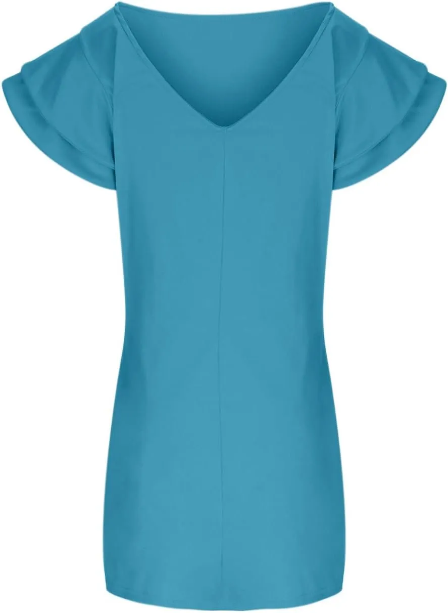 Women's Summer Dresses 2025 Coverup Sexy Dress Casual Ruffle Short Sleeve Fashion Sundresses Outfits for Beach
