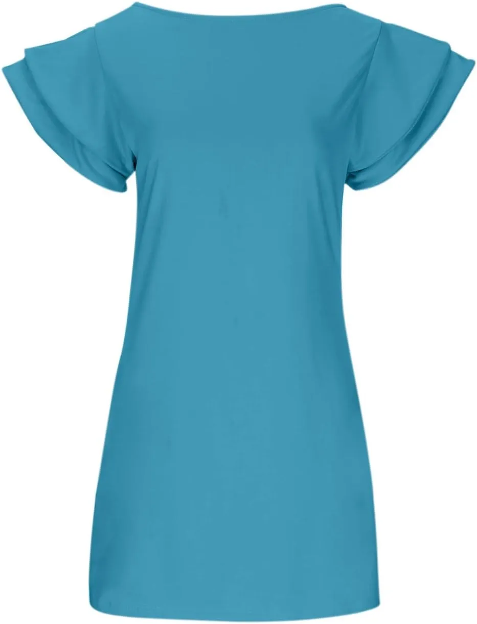 Women's Summer Dresses 2025 Coverup Sexy Dress Casual Ruffle Short Sleeve Fashion Sundresses Outfits for Beach