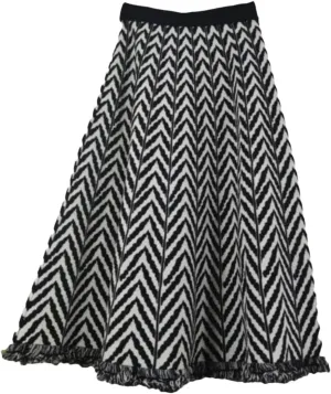 Women's Tassel Pleated Midi Knit Skirt Elastic High Waist A-Line Skirts Ribbed Knit Office Lady Work Skirts