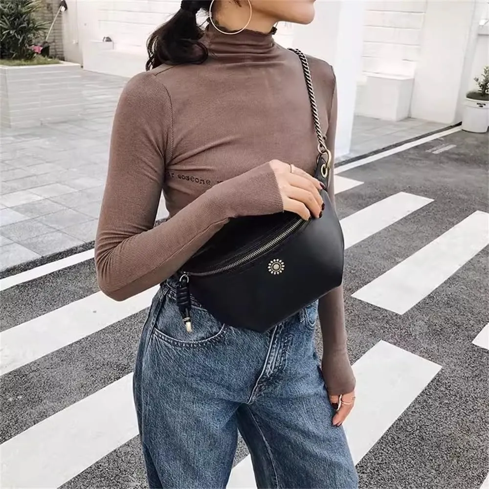 Womens Waist Bag Women's Soft Leather Belt Pouch for Travel
