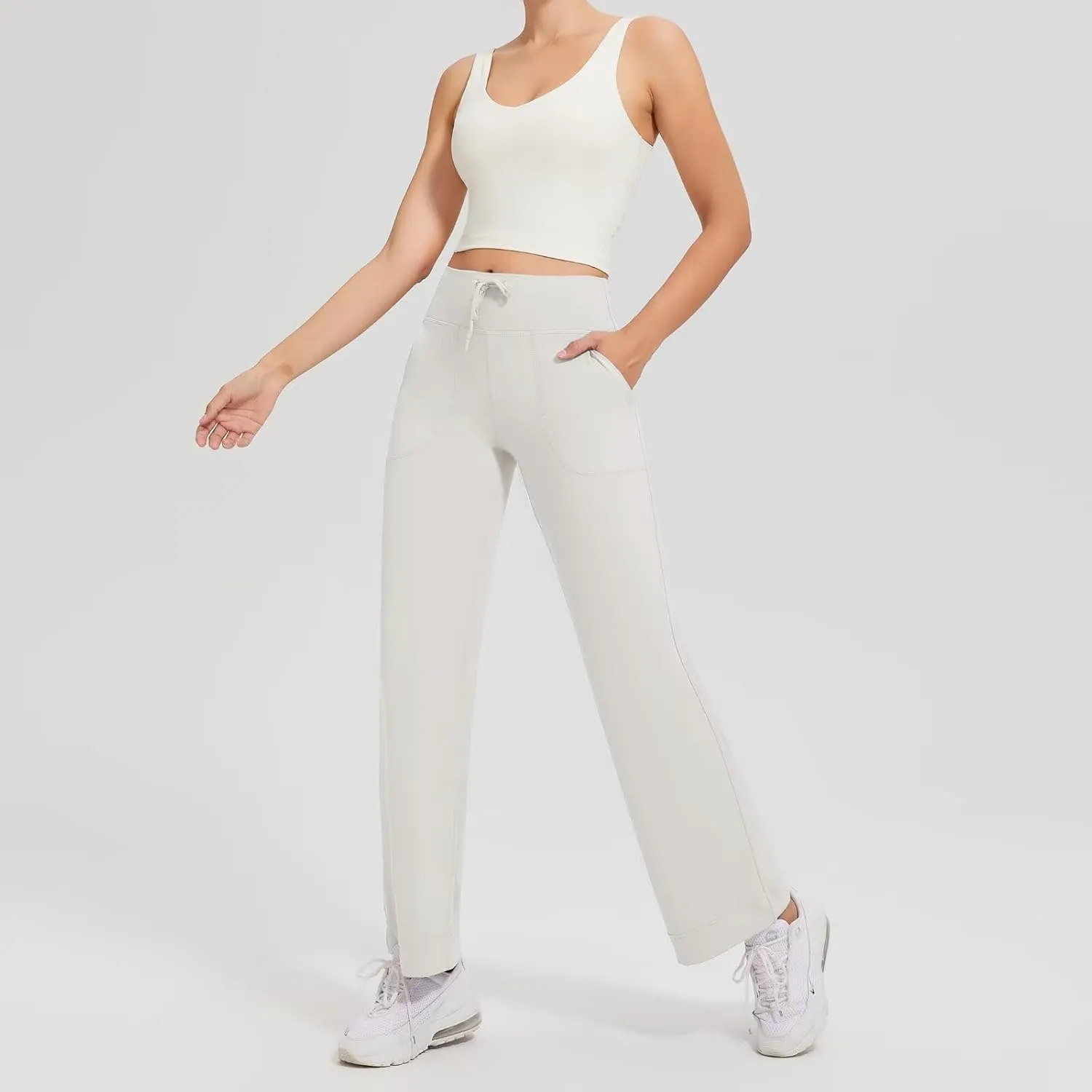 Women's Wide Leg Pants with Pockets High Waisted Lounge Yoga Pant Sweatpants Pajama Workout Loose Pant