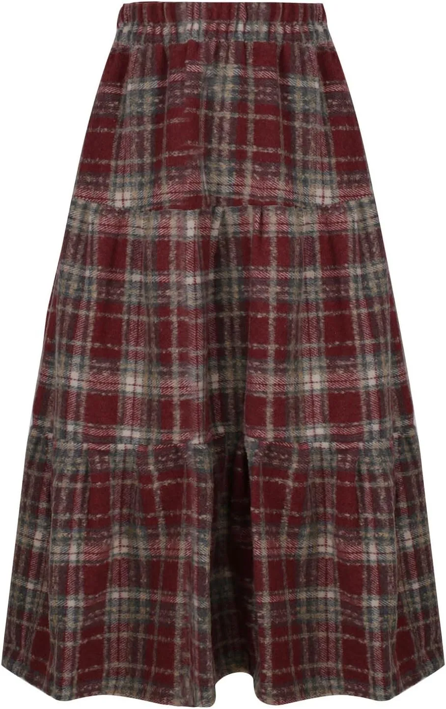Women's Woolen Blend Swing Maxi Skirt, Fashion Tiered Ruffle Smocked Casual Clothes High Waisted Comfy Trendy Skirts