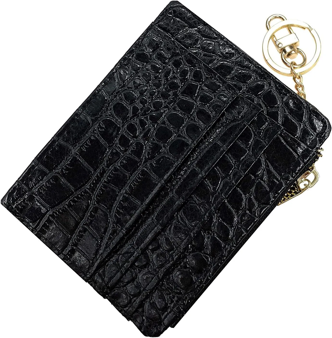 woogwin Slim RFID Credit Card Holder for Women Mini Front Pocket Wallet Purse With Keychain