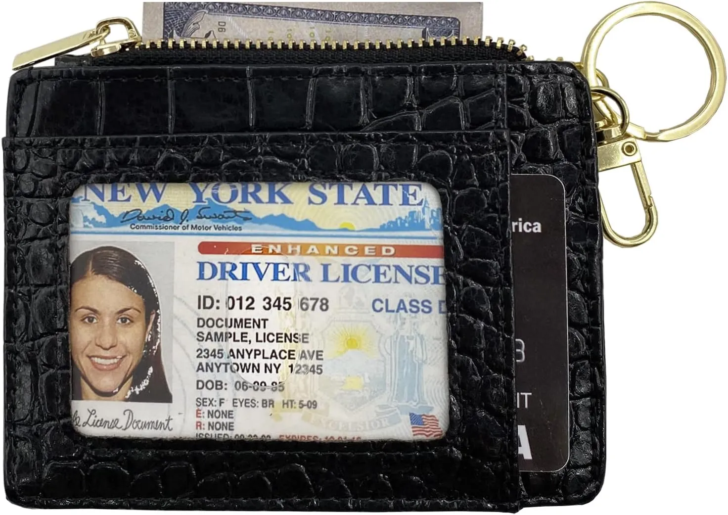 woogwin Slim RFID Credit Card Holder for Women Mini Front Pocket Wallet Purse With Keychain