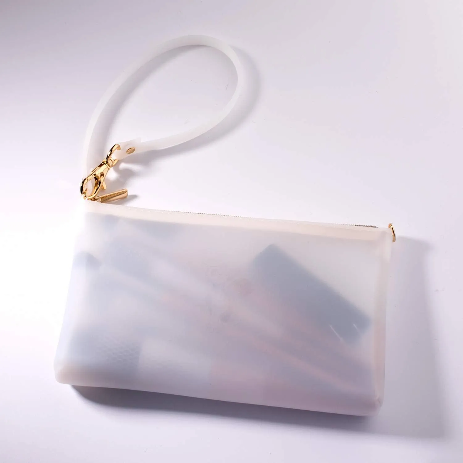 Wristlet by Pudinbag for Women | Zipper Phone Wristlet | Beach Pouch | Water Resistant Silicone | Semi-transparent | Vegan