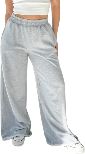 XBTCLXEBCO Womens Wide Leg Sweatpants Elastic High Waist Straight Leg Jogger Pants Teen Girls Baggy Workout Lounge Trousers