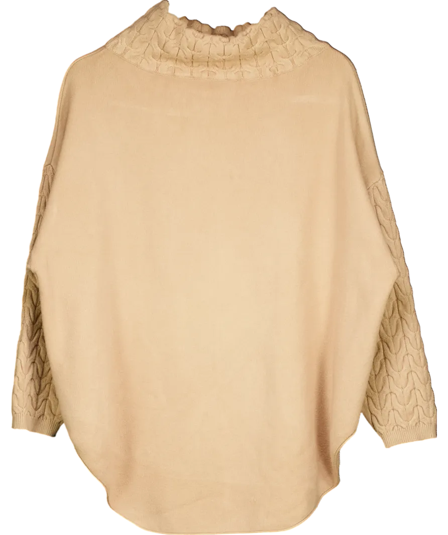 Y London Tanya  Cable Knit Turtleneck Sweater In Beige No Size