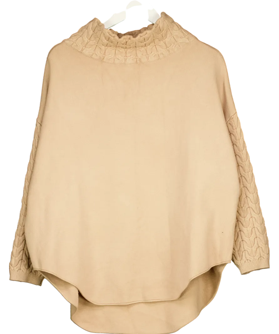 Y London Tanya  Cable Knit Turtleneck Sweater In Beige No Size