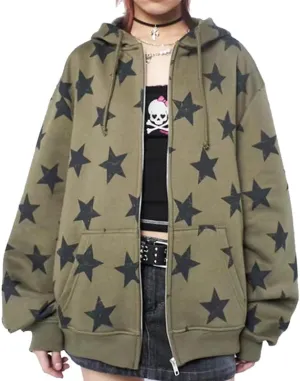 yamerbo Vintage Y2K Clothes Emo Zip Up Hoodie Long Sleeve Oversized Hooded Sweatshirt Harajuku Aesthetic Streetwear Jacket