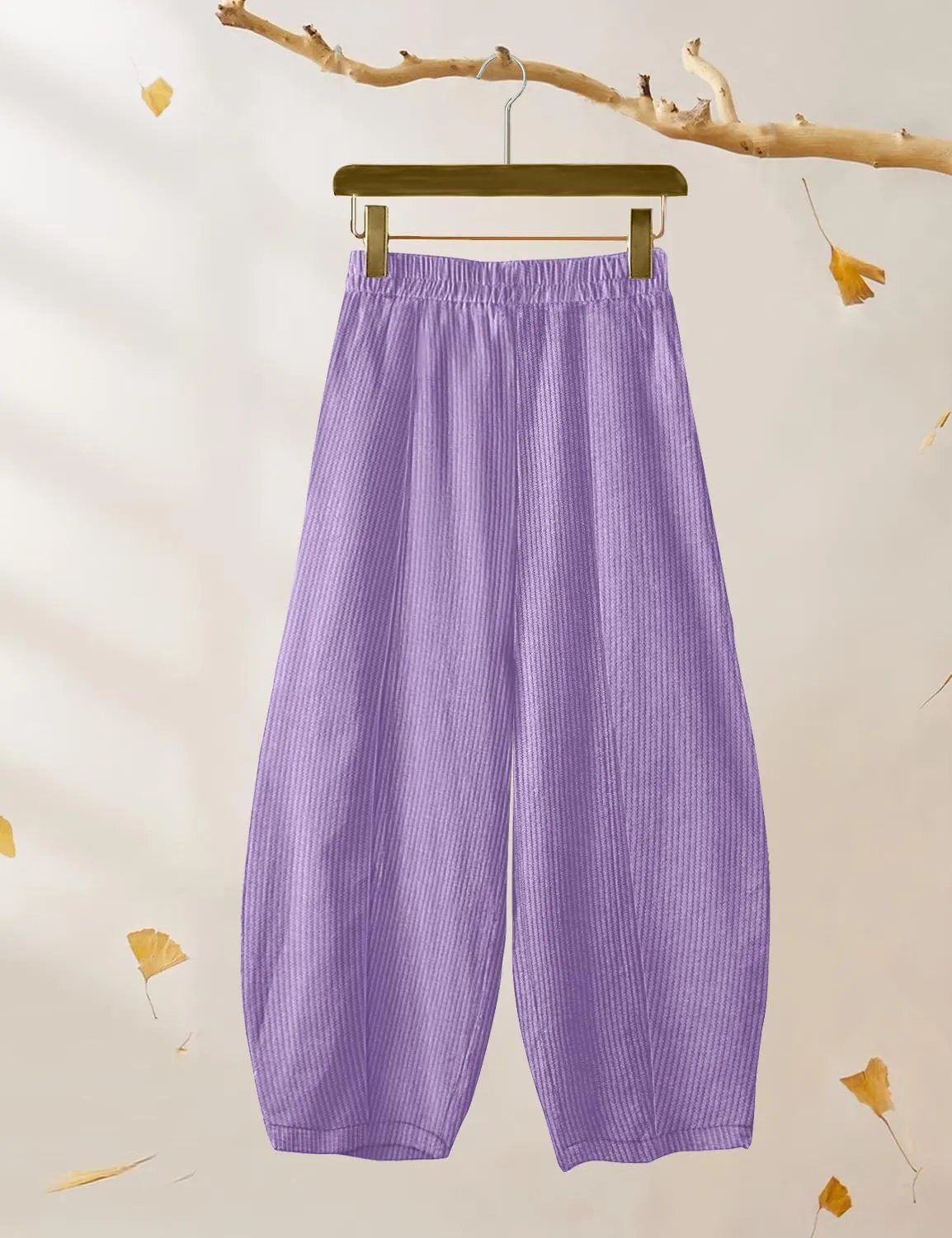 YESNO Women's Corduroy Lantern Pants Baggy Casual Loose Elastic Waist Long Trousers with Pockets PCI