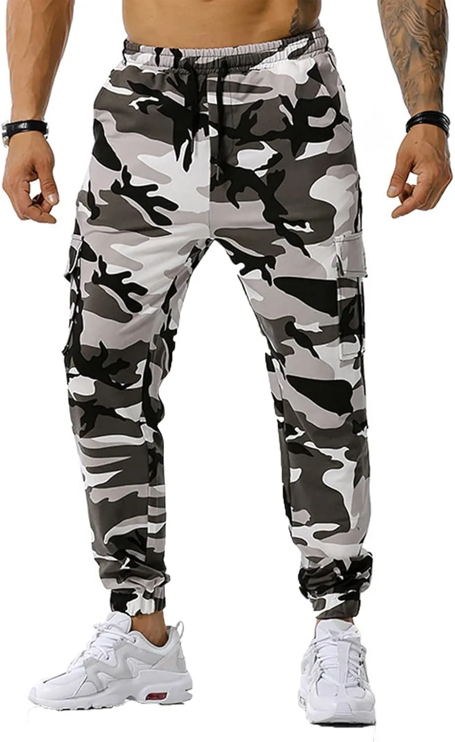 Ymosrh Men's Stretch Athletic Joggers - Solid Color Cargo Pants Sweatpants Trousers Casual Long Pants