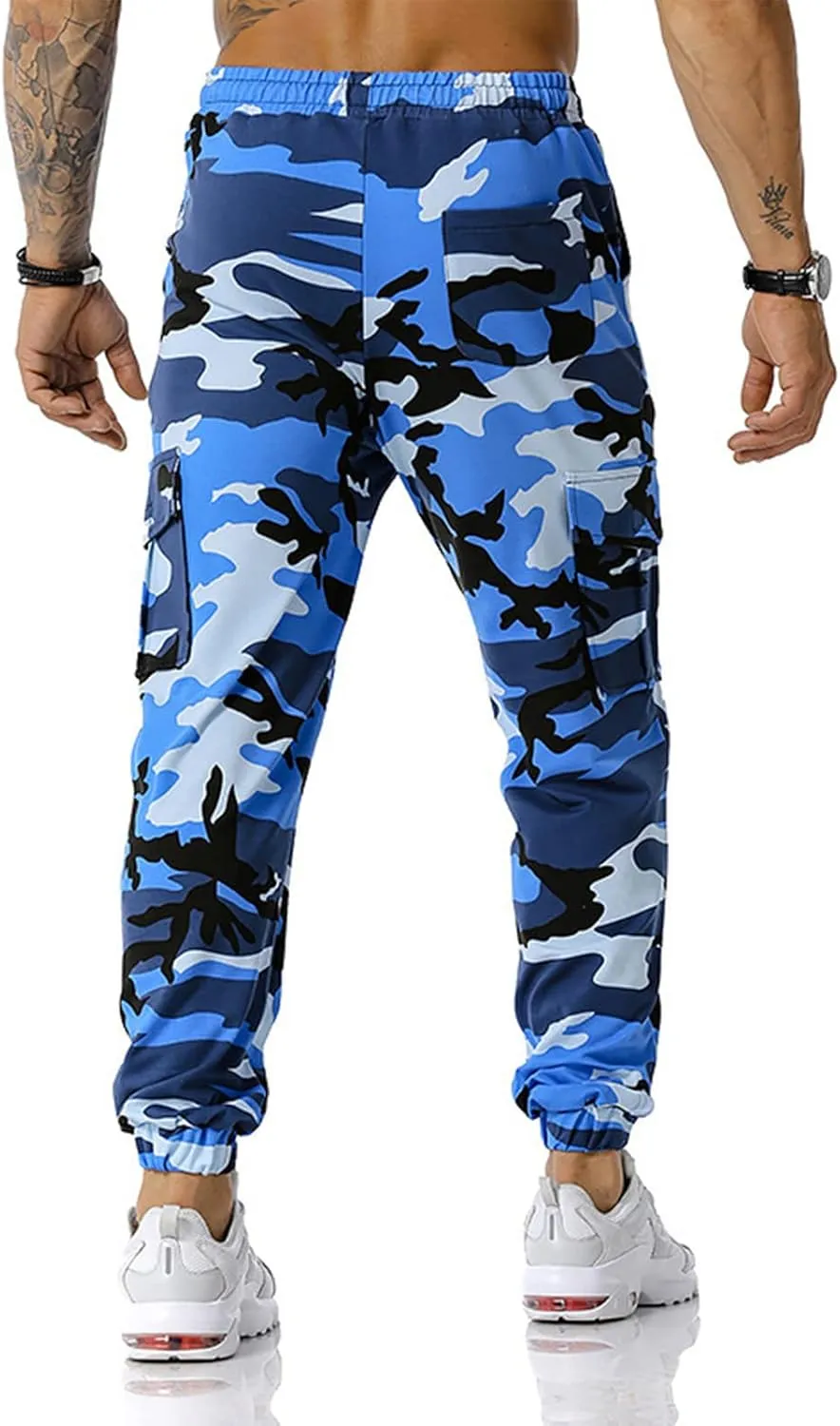 Ymosrh Men's Stretch Athletic Joggers - Solid Color Cargo Pants Sweatpants Trousers Casual Long Pants