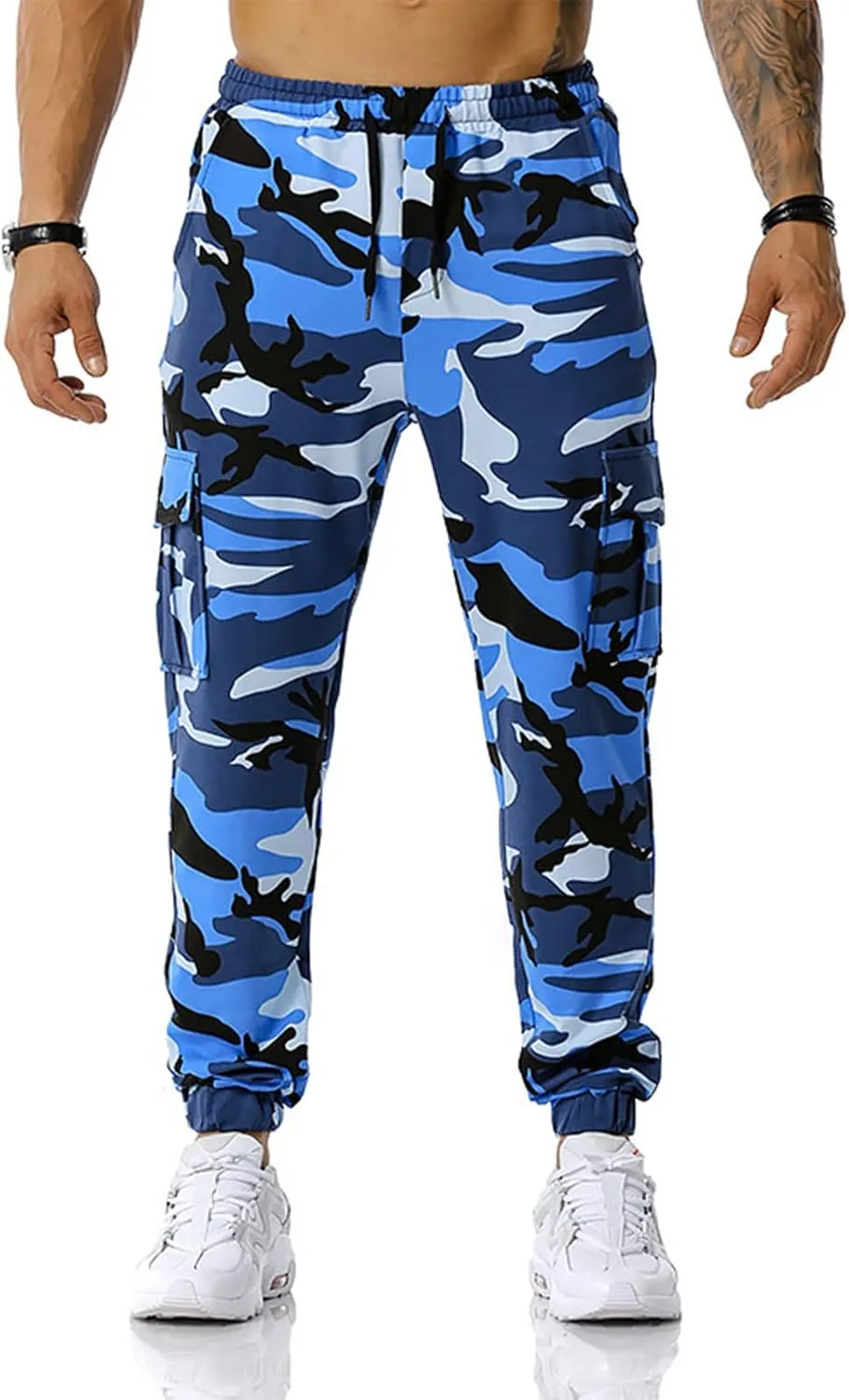 Ymosrh Men's Stretch Athletic Joggers - Solid Color Cargo Pants Sweatpants Trousers Casual Long Pants