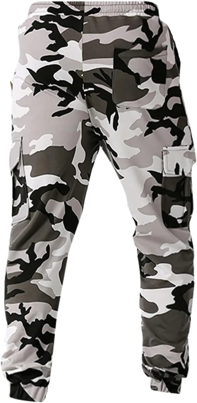 Ymosrh Men's Stretch Athletic Joggers - Solid Color Cargo Pants Sweatpants Trousers Casual Long Pants