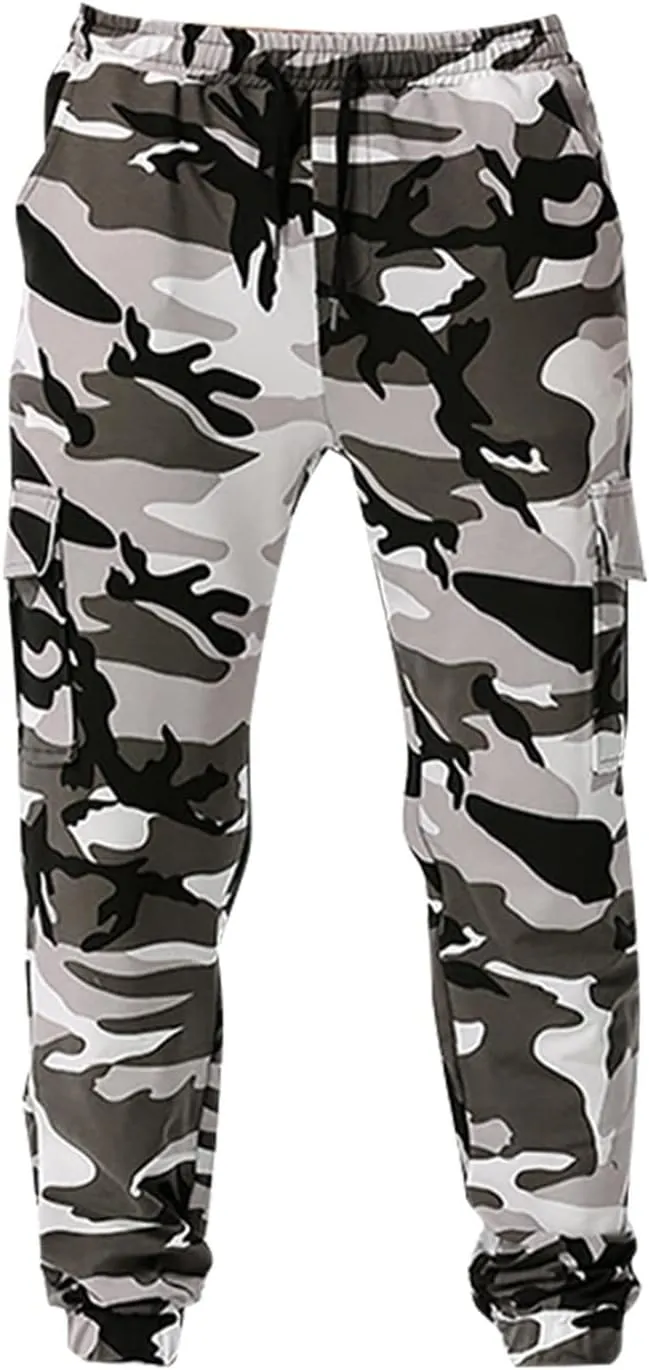 Ymosrh Men's Stretch Athletic Joggers - Solid Color Cargo Pants Sweatpants Trousers Casual Long Pants