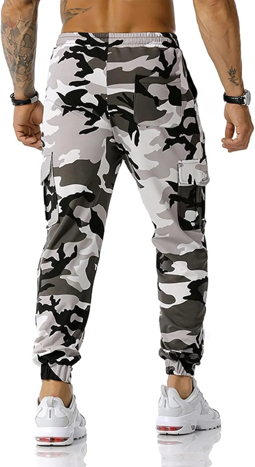 Ymosrh Men's Stretch Athletic Joggers - Solid Color Cargo Pants Sweatpants Trousers Casual Long Pants