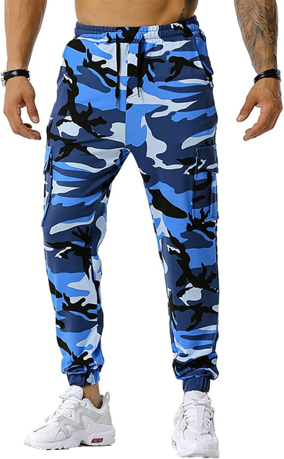 Ymosrh Men's Stretch Athletic Joggers - Solid Color Cargo Pants Sweatpants Trousers Casual Long Pants