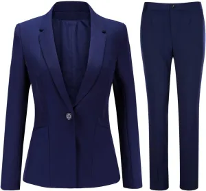 YYNUDA Women's Business Suit Set Ladies 2 Piece Office Work Solid Blazer Jacket and Pants