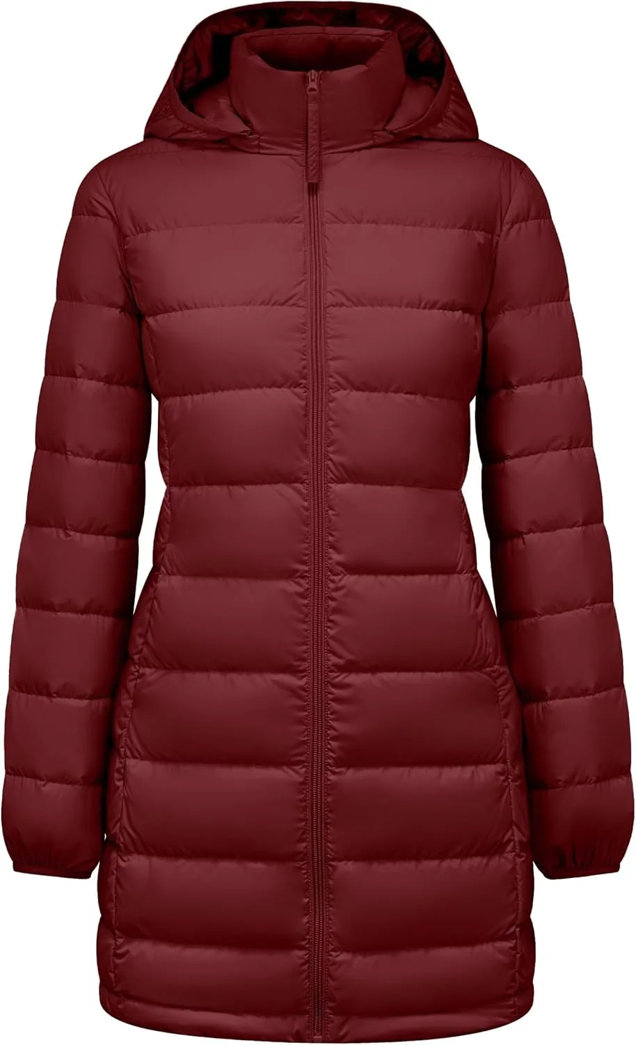 YZG Women's Warm Lightweight Long Down Jacket Warm Quilted Puffer Coat with Hood Removable