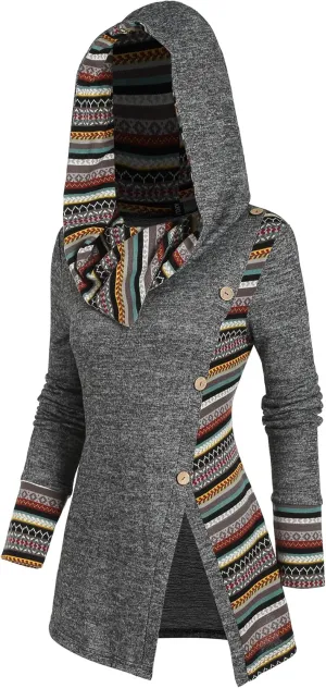ZAFUL Women's Hoodies Long Sleeve Cowl Neck Button Hooded Shirts Knit Tops 2024 Fall Outfits Casual Boho Pullover Sweatshirt