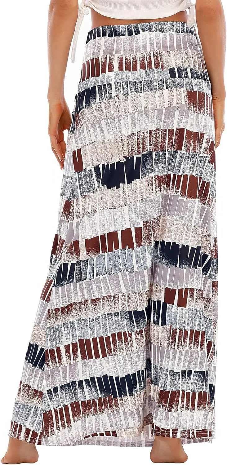Zando Long Skirts for Women Trendy Dresses High Waisted Maxi Skirt Casual Workout Stretchy Flared Flower Skirt for Girls