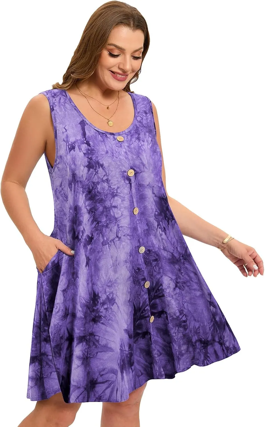 ZENNILO Women's Casual Dresses Tshirt Dresses Plus Size Summer Dresses V Neck Beach Cover Up Sundress with Pockets