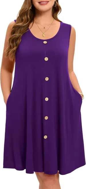 ZENNILO Women's Casual Dresses Tshirt Dresses Plus Size Summer Dresses V Neck Beach Cover Up Sundress with Pockets