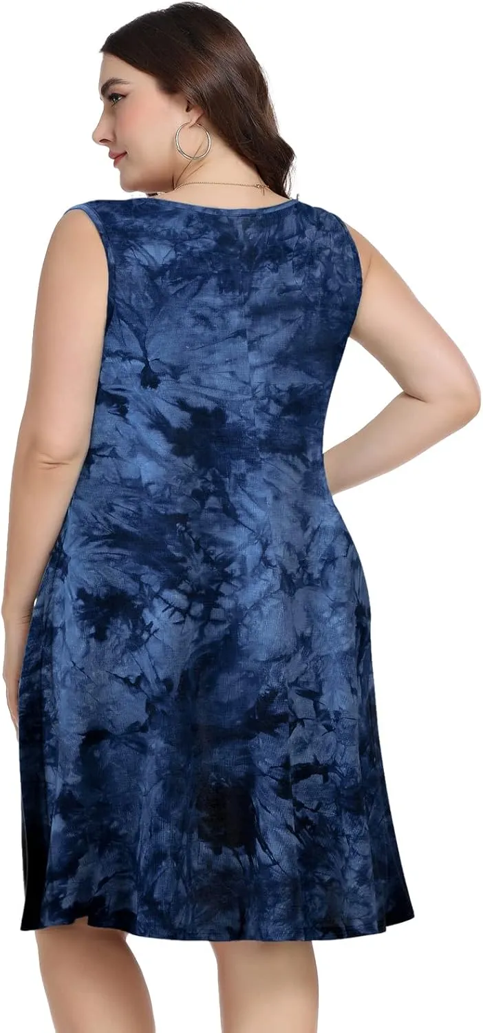ZENNILO Women's Casual Dresses Tshirt Dresses Plus Size Summer Dresses V Neck Beach Cover Up Sundress with Pockets
