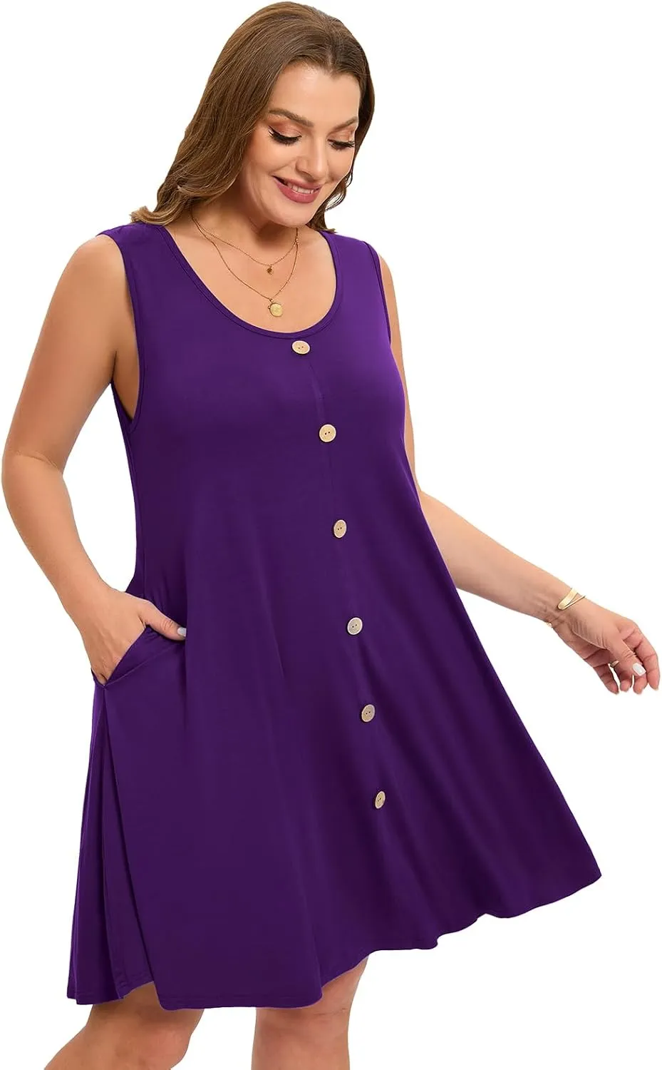 ZENNILO Women's Casual Dresses Tshirt Dresses Plus Size Summer Dresses V Neck Beach Cover Up Sundress with Pockets